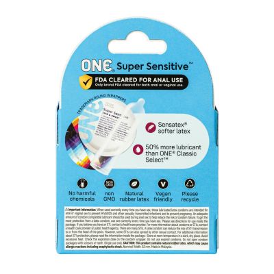 Презервативи ONE Super Sensitive, 3 шт., картонна коробка Презервативи ONE Super Sensitive, 3 шт., картонна коробка