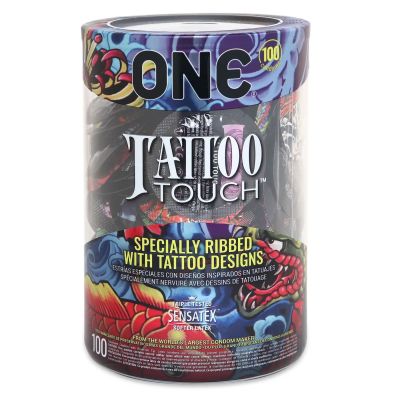 Набір презервативів ONE Tattoo Touch, 100 шт., мегапак-тюб
