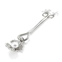 Затискач для клітора — перлина з мушлею та кристалами Art of Sex — Margie clit clamp, срібний