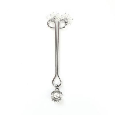 Затискач для клітора — перлина з мушлею та кристалами Art of Sex — Margie clit clamp, срібний