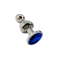 Анальна пробка Wooomy Lollypop Double Ball Metal Plug Blue S Анальна пробка Wooomy Lollypop Double Ball Metal Plug Blue S