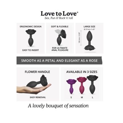 Силіконова анальна пробка Love To Love OPEN ROSES L SIZE — BLACK ONYX