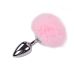 Металева анальна пробка Кролячий хвостик Alive Fluffy Plug L Pink, діаметр 3,9 см