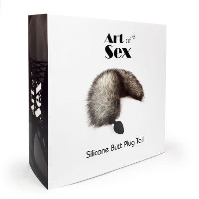 Силіконова анальна пробка з хвостом із натурального хутра Art of Sex size M Arctic fox