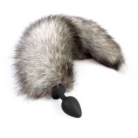 Силіконова анальна пробка з хвостом із натурального хутра Art of Sex size M Arctic fox