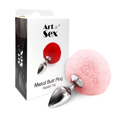 Металева анальна пробка М Art of Sex — Bunny Tails Butt plug, ніжно-рожева Металева анальна пробка М Art of Sex — Bunny Tails Butt plug, ніжно-рожева