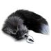 Металева анальна пробка «Лисячий хвіст» Alive Black And White Fox Tail M, діаметр 3,4 см