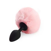 Силіконова анальна пробка М Art of Sex — Silicone Bunny Tails Butt plug Pink, діаметр 3,5 см 