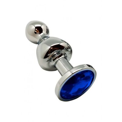 Анальна пробка Wooomy Lollypop Double Ball Metal Plug Blue L Анальна пробка Wooomy Lollypop Double Ball Metal Plug Blue L