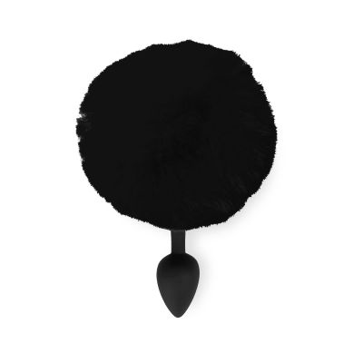 Силіконова анальна пробка М Art of Sex — Silicone Bunny Tails Butt plug Black, діаметр 3,5 см