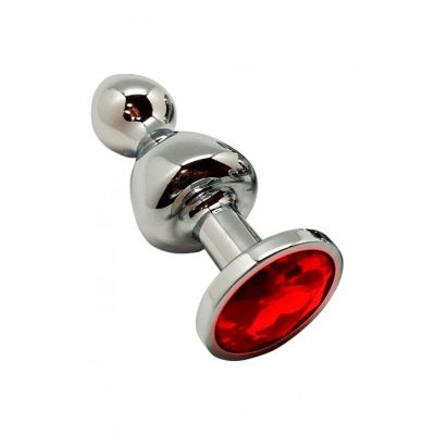 Анальна пробка Wooomy Lollypop Double Ball Metal Plug Red L Анальна пробка Wooomy Lollypop Double Ball Metal Plug Red L