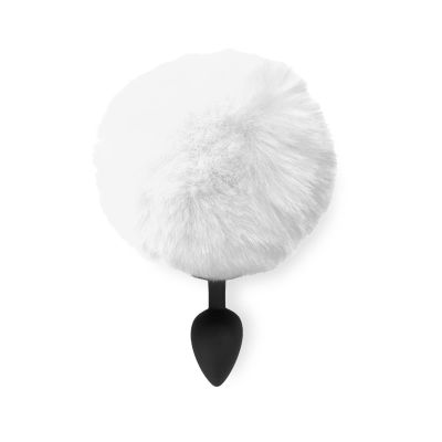 Силіконова анальна пробка М Art of Sex — Silicone Bunny Tails Butt plug White, діаметр 3,5 см