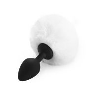 Силіконова анальна пробка М Art of Sex — Silicone Bunny Tails Butt plug White, діаметр 3,5 см 