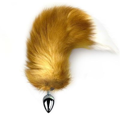 Металева анальна пробка з хвостом із натурального хутра Art of Sex size M Foxy fox
