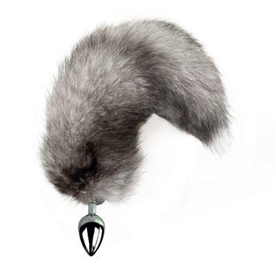 Металева анальна пробка з хвостом із натурального хутра Art of Sex size M Arctic fox