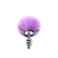 Металева анальна пробка «Кролячий хвостик» Alive Fluffy Twist Plug S Purple, діаметр 2,9 см 