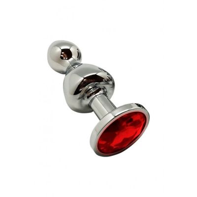 Анальна пробка Wooomy Lollypop Double Ball Metal Plug Red M Анальна пробка Wooomy Lollypop Double Ball Metal Plug Red M