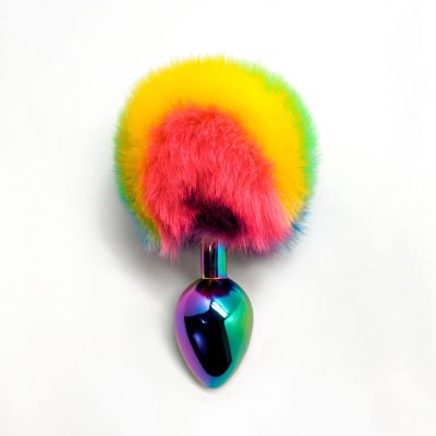 Анальна пробка Wooomy Filippi L із пухнастим хвостиком, діаметр 4 см, довжина 9 см