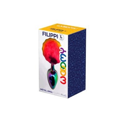 Анальна пробка Wooomy Filippi L із пухнастим хвостиком, діаметр 4 см, довжина 9 см