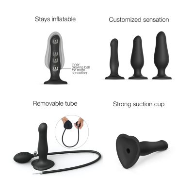 Надувний фалоімітатор Strap-On-Me INFLATABLE DILDO PLUG - NOIR, кулька всередині, діаметр до 6 см Надувний фалоімітатор Strap-On-Me INFLATABLE DILDO PLUG - NOIR, кулька всередині, діаметр до 6 см