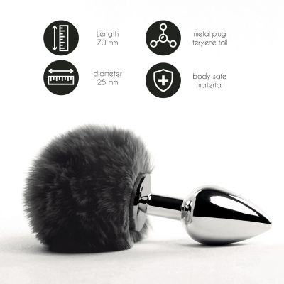 Анальна пробка FeelzToys — Bunny Tails Butt Plug Black