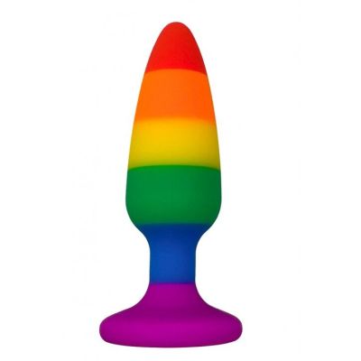 Силіконова анальна пробка Wooomy Hiperloo Silicone Rainbow Plug L, діаметр 3,9 см, довжина 13,1 см 