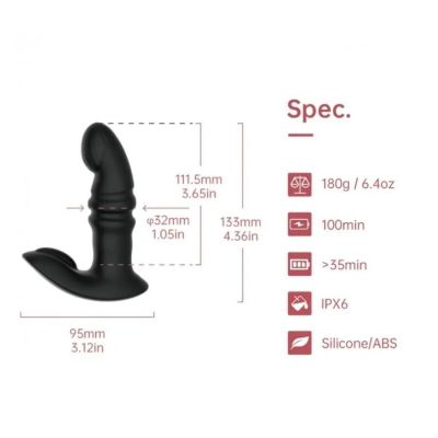 Вібратор з поступальними рухами Fun Town Jive Black, пульт ДК