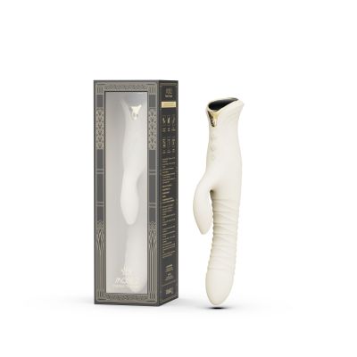 Смарт пульсатор-кролик з вібрацією Zalo Mose 2 Ivory White, підігрів до 42 °C, кристал Swarovski