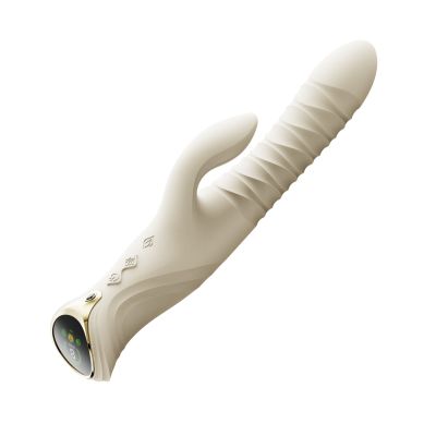 Смарт пульсатор-кролик з вібрацією Zalo Mose 2 Ivory White, підігрів до 42 °C, кристал Swarovski