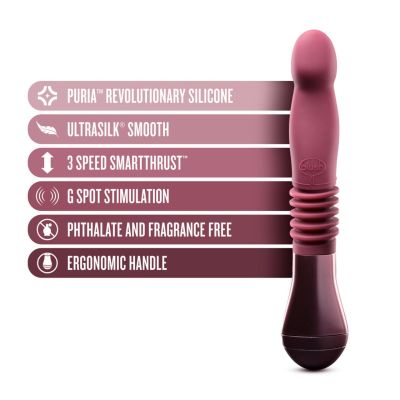 Пульсатор для зони G Blush Temptasia – Trixie Thrusting Dildo – Wine Red, 3 швидкості Пульсатор для зони G Blush Temptasia – Trixie Thrusting Dildo – Wine Red, 3 швидкості