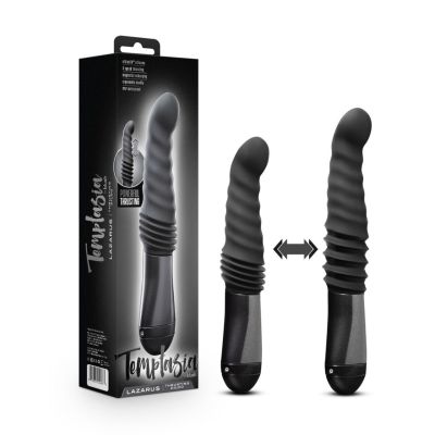 Пульсатор Blush Temptasia – Lazarus Thrusting Dildo – Black, ребристий стовбур, 3 швидкості Пульсатор Blush Temptasia – Lazarus Thrusting Dildo – Black, ребристий стовбур, 3 швидкості