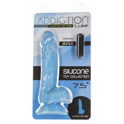 Фалоімітатор, що світиться у темряві, ADDICTION - LUKE - 7.5"- BLUE G.I.D. / W PB, 19 см, силікон Фалоімітатор, що світиться у темряві, ADDICTION - LUKE - 7.5"- BLUE G.I.D. / W PB, 19 см, силікон