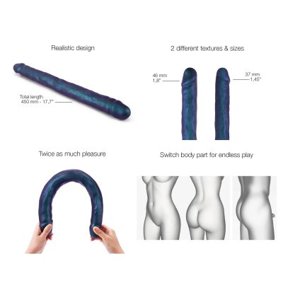 Фалоімітатор подвійний Strap-On-Me DOUBLE DONG REALISTIC DILDO - SNAKY METALLIC COLOR Фалоімітатор подвійний Strap-On-Me DOUBLE DONG REALISTIC DILDO - SNAKY METALLIC COLOR