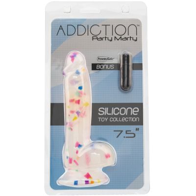 Фалоімітатор з конфетті ADDICTION - PARTY MARTY - 7.5 "- FROST &CONFETTI, 19 см, силікон