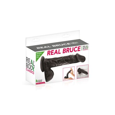 Фалоімітатор на присосці Real Body — Real Bruce Black, TPE, діаметр 4,2 см