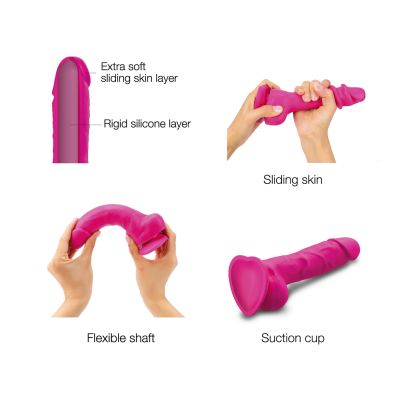 Реалістичний фалоімітатор Strap-On-Me Sliding Skin Realistic Dildo Fuchsia - M, ефект рухливої шкіри