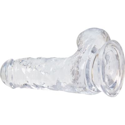 Прозорий фалоімітатор на присосці ADDICTION — Clear Dildo with Balls 6″, віброкуля в подарунок