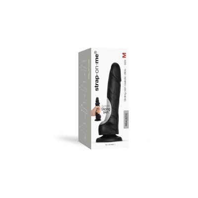 Реалістичний фалоімітатор Strap-On-Me Sliding Skin Realistic Dildo Black - M, ефект рухливої шкіри