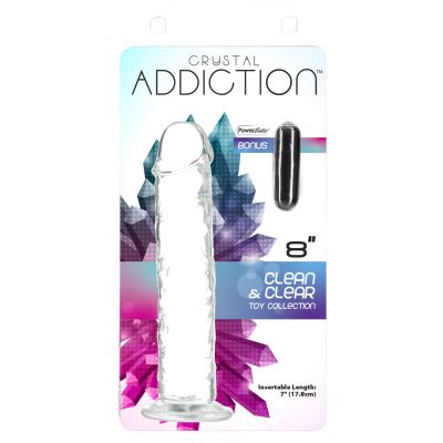 Прозорий фалоімітатор на присосці ADDICTION Vertical Dong 8″, віброкуля в подарунок