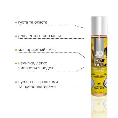 Змазка на водній основі System JO H2O — Banana Lick (30 мл) без цукру, рослинний гліцерин Змазка на водній основі System JO H2O — Banana Lick (30 мл) без цукру, рослинний гліцерин