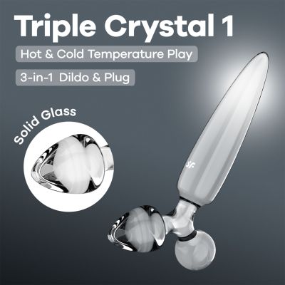 Тристоронній скляний дилдо Satisfyer Triple Crystal 1 Transparent