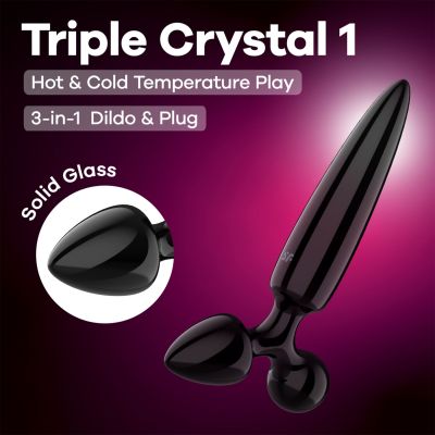 Тристоронній скляний дилдо Satisfyer Triple Crystal 1 Black