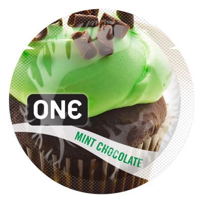Ароматизований презерватив ONE FlavorWaves Mint Chocolate, 1 шт, зелений, запах м’ятного шоколаду