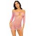 Сукня-сітка з сердечками Leg Avenue Heart net mini dress Pink, зав’язки, відкриті плечі, One Size