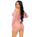 Сукня-сітка з сердечками Leg Avenue Heart net mini dress Pink, зав’язки, відкриті плечі, One Size