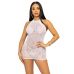 Сукня-сітка зі стразами Leg Avenue Rhinestone halter mini dress White, відкрита спина, One Size