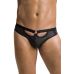 Чоловічі сліпи з вирізами Passion 041 SLIP JOE XXL/XXXL Black, екошкіра, відкриті сідниці
