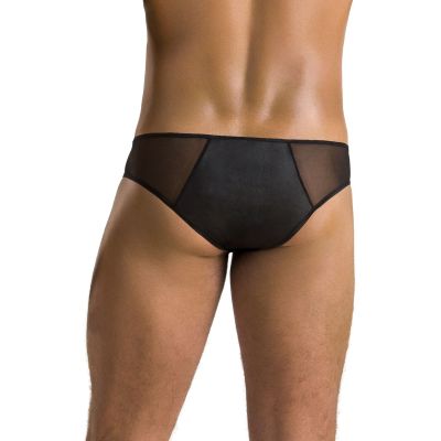 Чоловічі сліпи на блискавці Passion 042 SLIP TIMMY L/XL Black, екошкіра, сітка