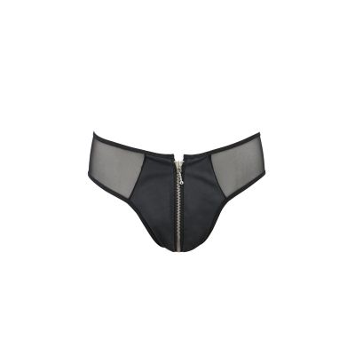 Чоловічі сліпи на блискавці Passion 042 SLIP TIMMY S/M Black, екошкіра, сітка