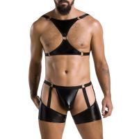 Комплект еротичної чоловічої білизни Passion 047 SET JOHN L/XL Black, труси, портупея Комплект еротичної чоловічої білизни Passion 047 SET JOHN L/XL Black, труси, портупея